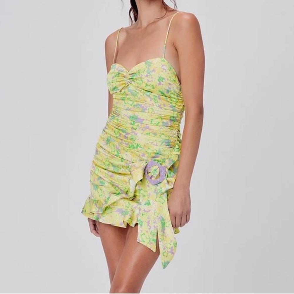 For Love And Lemons Yellow and Green Floral Dress